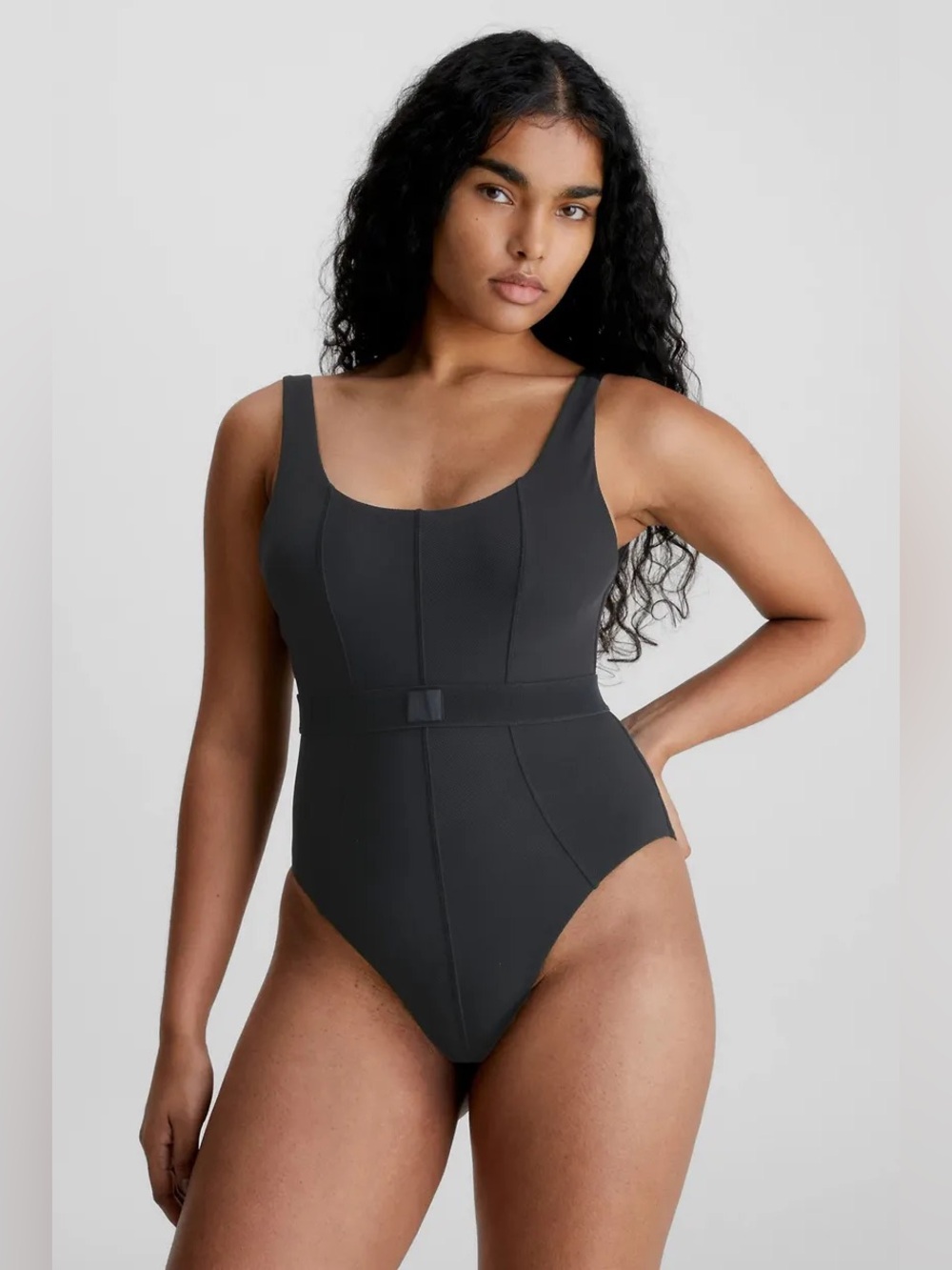 Calvin Klein CK Monogram Rib One Piece Swimsuit XL - Like New
